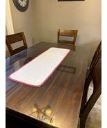 Vintage Table Runner Cream Linen Pink Crochet Trim 14.5x43.75 Table Deco... - €17,04 EUR