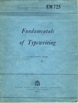 War Department Education Material EM 725 Fundamentals of Typewriting 1944 - £18.18 GBP