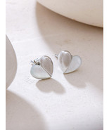 Kicky and Perky 925 Sterling Silver Mother of Pearl Heart Studs Earrings... - $41.99