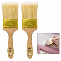 2 Pc Wood Handle Paint Brush 3&quot; Polyester Bristle Walls Home Interior Ex... - £10.53 GBP