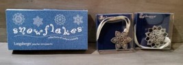 Longaberger Pewter Hanging Ornaments Snowflakes 2000 Original Box and Ribbon 2&#39;&#39; - £13.19 GBP