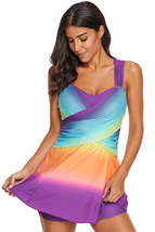 Purple Ombre Tie Dye Swim Dress with Shorts - £21.34 GBP+