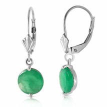 3.3 Carat 14K White Gold Leverback Gemstone Earrings Natural Emerald Jewelry - £408.51 GBP