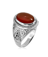 Sterling Silver Masonic Red Onyx Statement Ring - $1,700.46 MXN