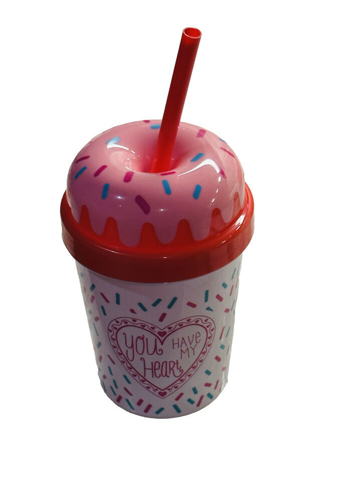 Valentines Day 10” Desert  Plastics Cup W/Lid /Straw-You Have My Heart