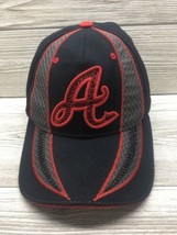 Atlanta Braves Baseball Cap Black Red Gray Zipback Very Nice Hat Trucker Farmer - £8.92 GBP