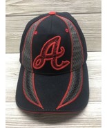 Atlanta Braves Baseball Cap Black Red Gray Zipback Very Nice Hat Trucker... - £8.94 GBP