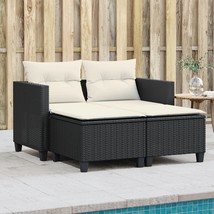 Garden Sofa Black PE rattan, powder-coated steel, 100% polyester - $5,615.49 MXN