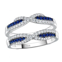 2.80 Ct Round Cut Diamond &amp; Sapphire Enhancer Wrap Ring 14k White Gold Finish - £79.92 GBP