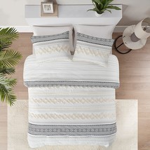 Boho Bedding Comforter Sets King, Ivory Farmhouse Bedding Set ,Cotton Top With M - £133.71 GBP