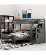 Gray Twin over Full Loft Bed with Staircase - $970.58 CAD