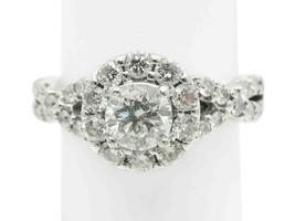1.21ct tw Natural Diamond Halo Engagement Band Ring 14k White Gold Size 4.75 - £1,996.57 GBP