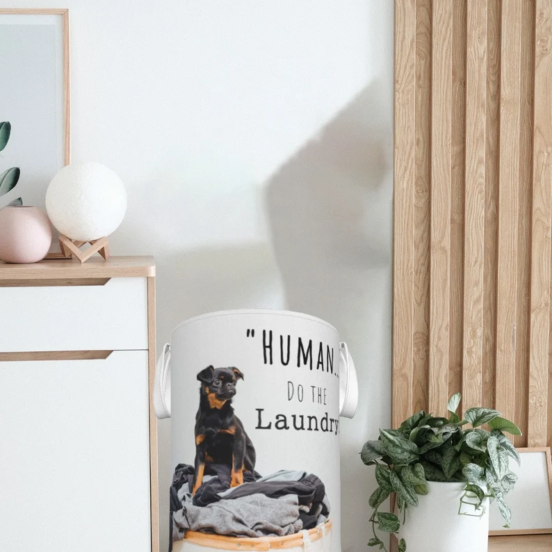 Funny Dog Laundry Basket, Laundry Basket, Storage Basket, Human Do The Laundry,  - £24.12 GBP