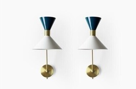 Pair Of Mid Century Stilnovo Style Wall Sconce Fixture Monarch Wall Sconces Lamp - £132.55 GBP