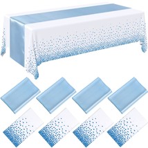 8 Pack Disposable Plastic Tablecloths And Satin Table Runner, 54 X 108 Inch Tabl - £25.81 GBP