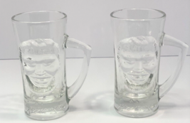 Joe Flanigan Big Daddy’s VTG Glass Beer Mugs Embossed Head Set of Two - £15.70 GBP