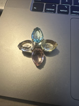 Vintage Signed Avon Pastel Pin with 4 Large Glass Pear Shaped Stones - $12.13