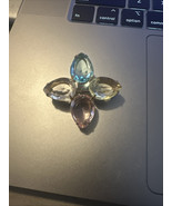 Vintage Signed Avon Pastel Pin with 4 Large Glass Pear Shaped Stones - $16.59 CAD
