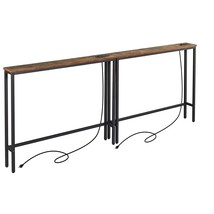 5.9&quot; Narrow Console Sofa Table With Power Outlets, 39.4 L X 5.9&quot; W X 31.1&quot; H Lon - £139.82 GBP