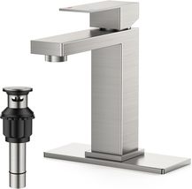 FORIOUS Brushed Nickel Bathroom Faucets, One Hole Bathroom Faucet with with - £34.37 GBP