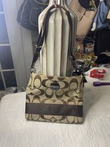 B924 - Preloved Coach Signature Stripe File Crossbody Bag – Clean Inside... - $64.35