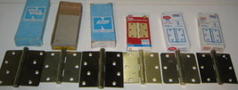 6 Vintage NOS Brass Steel Hinges 3 1/2&quot; and 4&quot; All Singles Odd Lot Repla... - $6.42