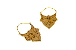 Tribal Gold Earrings, Bohemian Lotus Earrings Hanging, Gypsy Style - £14.89 GBP