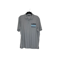 Travis Mathew Polo Shirt Size Large Gray With Striped Pocket &amp; Logo Golf Mens - £16.69 GBP