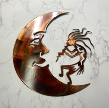 Crazy Hair Kokopelli playing to the Moon 12" x 11 1/2" - $35.13