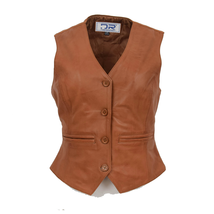 DR212 Women&#39;s Classic Leather Waistcoat Tan - £48.76 GBP
