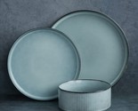 Dinnerware Sets Plates And Bowls Set For 4 12 Piece Dish Set Smoky Blue - £54.53 GBP