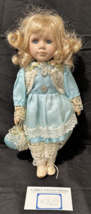 Knightsbridge Porcelain Purse Doll Purse Doll 11.5&quot; Blonde Hair Blue Eyes dress - £16.94 GBP