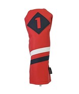 Majek Retro Golf Headcover Red with White and Blue Stripe Vintage Leathe... - £14.34 GBP