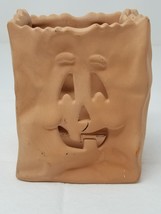 Jack O Lantern Candle Holder Halloween Haunted Bag Tea Adobe Color 1980s - £12.07 GBP