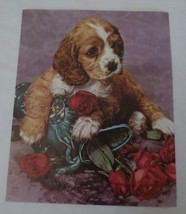 Cocker Spaniel &quot;What Next!&quot; Roses embossed litho print 8&quot; x 10&quot; - £16.09 GBP