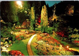 Sunken Gardens Illuminated Butchart Gardens Victoria British Columbia Postcard - £4.07 GBP