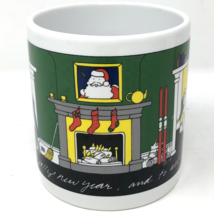 VTG 1980 Taylor &amp; Ng Christmas Mug Joyous Noel Wrap Around Holiday Home Scene - £11.76 GBP