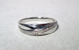 Sterling Silver 925 Signed CJ Diamond Band Ring Size 10 1/2 K793 - £38.76 GBP