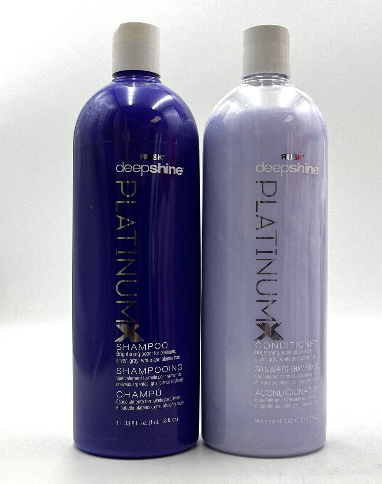 Primary image for Rusk Deepshine Platinum Shampoo & Conditioner/Brightening Boost 33.8 oz