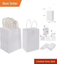 5.25x3.25x8.25 Inch White Kraft Bags - 100 Bulk Gift Bags for Any Occasion - $62.32