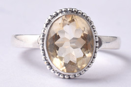 925 Sterling Silver Citrine Gemstone Rose Gold/Gold Plated Women Ring GRS-1301 - £26.49 GBP+