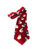 Red Tie Snowmen W Scarves Winter Holiday 100% Silk 58 Inches Hallmark - $18.80