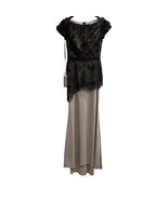 Mac Duggal Dress Womens 6 Black Lace Beaded Floral Applique Cap Overlay ... - $3,691.09 MXN