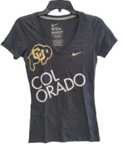 Nike Women&#39;s Colorado University Buffaloes V-Neck Shirt,Heathered Black, XS - £15.65 GBP