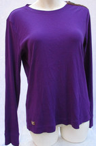 RALPH LAUREN Purple Top Faux Suede Elbow Patches Logo Shoulder Zipper Si... - £19.42 GBP