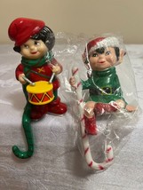 Vintage JSNY Stocking Holders Plastic Drummer Boy Elf Set Of 2 Christmas - £7.82 GBP