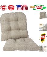 Gripper Dining Chair Cushions - 15x15 Plush Seat Pads in Waffle Natural - $110.49 CAD