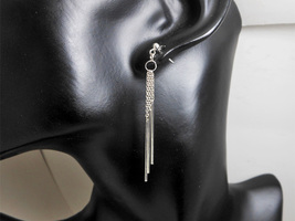 3 Lines Dangle Earrings 925 Sterling Silver, Handmade Women Bars Drop Earrings - £31.17 GBP