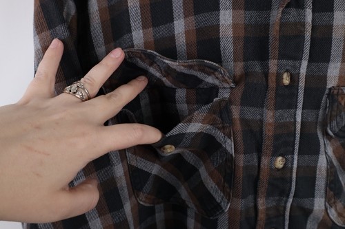 Vtg Carhartt Mens Large Distressed Heavyweight Spell Out Flannel Button Shirt Item image 6