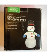 Living Solutions Snowman Lighted 4Ft Airblown Inflatable Christmas Xmas - $24.66 CAD
